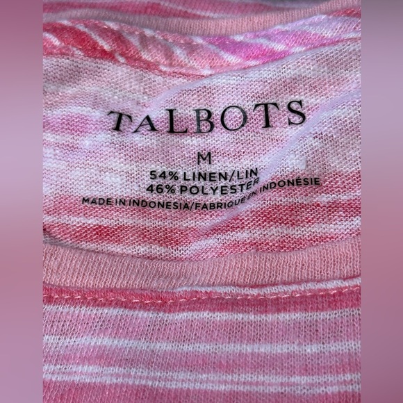 TALBOTS Pink striped long sleeve drawstring shirt - Picture 4 of 4